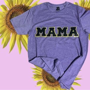 Purple Shirt with Gold 'MAMA' Print